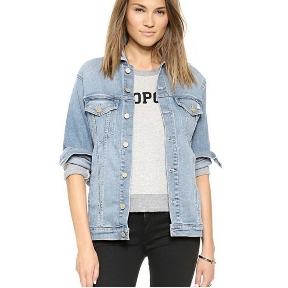 MOTHER The Cronie Distressed Denim Boyfriend Jacket Small